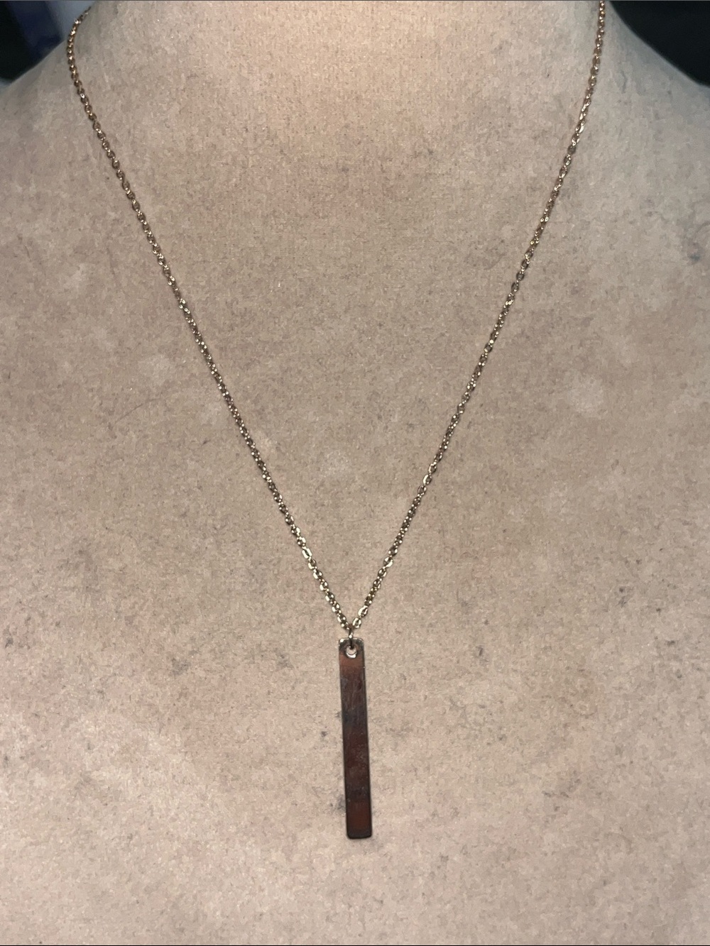 Minimalist Rose Gold tone Bar Pendant Necklace - NWT
